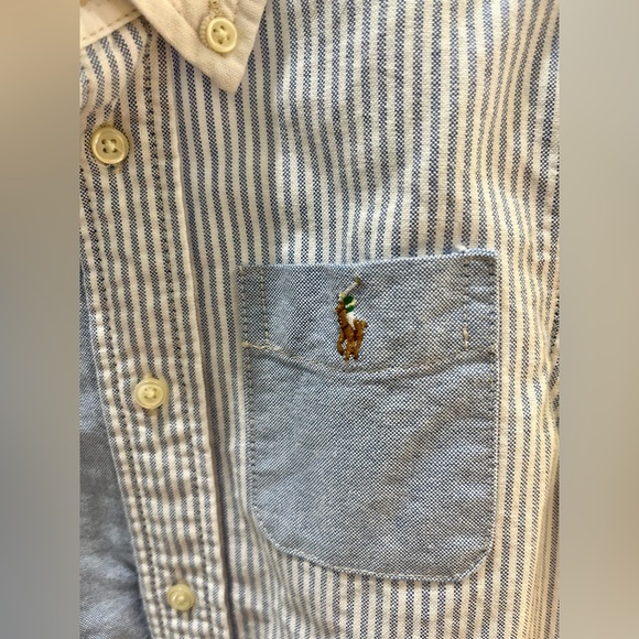 Polo by Ralph Lauren Striped Cotton Oxford Fun Shirt Boys Pastel Colour Size 5 - Picture 5 of 10